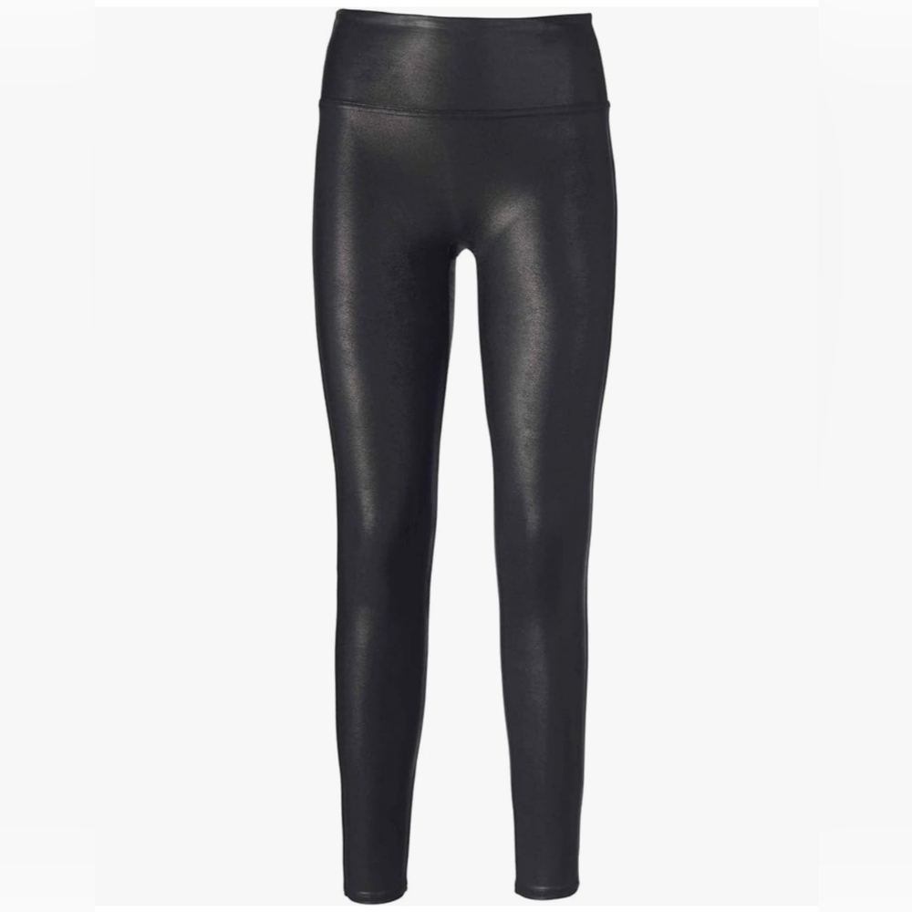 Spanx Faux Leather Leggings Size Small Petite Stretch‎ High Waist